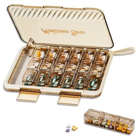 7-Day Pill Organiser Weekly |3-Times-A-Day| Portable Pill Box 7 Day (Mocha Brown, 24x14x3cm)