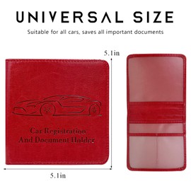 Yourkar Car Registration & Insurance Card Holder, Waterproof Leather Vehicle Glove Box Organizer with Magnetic Shut, Vehicle Wallet Accessories Case for Cards Document Driver License (Red)