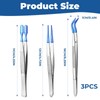 3 PCS Tweezers with Rubber Tips PVC Coated Set Precision