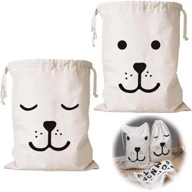 OCCOUMR Pack of 2 Cotton Laundry Bags with Practical Drawstring Ideal for Travel or Storing Dirty Laundry, Machine Washable and Reusable, 60 x 50 cm