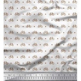 Soimoi Brown Viscose Chiffon Fabric Diamond & Bicycle Shirting Print Fabric by Yard 42 Inch Wide