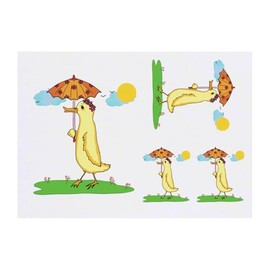 4 x 'Duck Walking In The Sunshine' Temporary Tattoos - Water Resistant, Skin-Safe, Non-Toxic Transfers, Mixed Sizes (TO00082024)