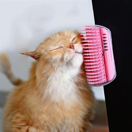 AIMALL Pet Cat Self Massage Brush Grooming Comb with Catnip for Wall Corners - Easy Install Cat Scratcher Comb for Loose Fur Removal 5 x 3 Inches