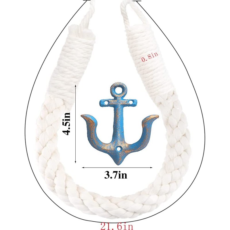Amerla 2 Pcs White Nautical Rope Toilet Paper Holder Wall-Mounted
