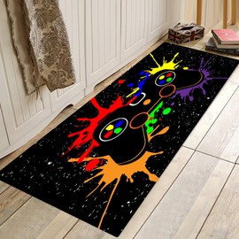 Game Controller Pattern Runner Rug for Hallway 2x6 Black Hallway Rugs,Gaming Area Rugs for Boys,Gamer Room Decor Throw Rug,Non-Slip Floor Carpets for Bedroom Living Room Entrance Door Mat Washable Rug