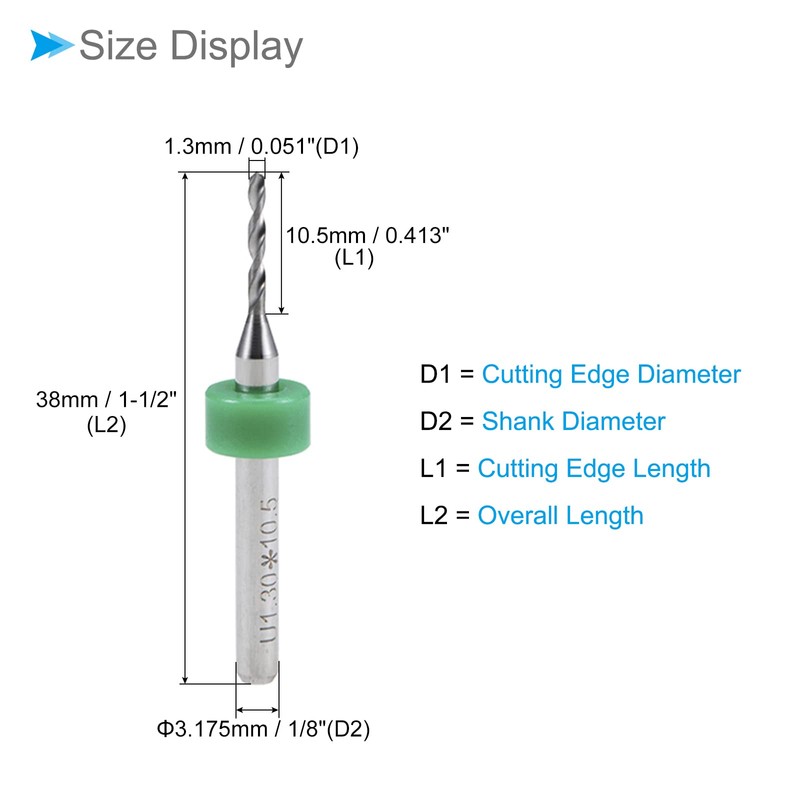 CoCud Micro PCB Drill Bit 1/8 Inch Shank 1.3 mm