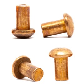 M6 (6mm x 10mm) Solid Copper Round Head Rivets DIN 660 (Pack of 20)