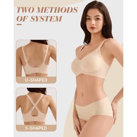 Yadalky Women's Comfy Wireless Bras, Versatile Everyday Bralette Seamless T-Shirt Bra Full Coverage Sports Bra No Underwire (Nude, XL)