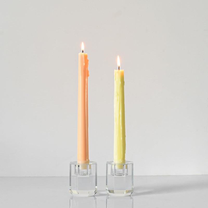 DONOUCLS Crystal Candle Holders Pack of 2, Clear Crystal Tapered