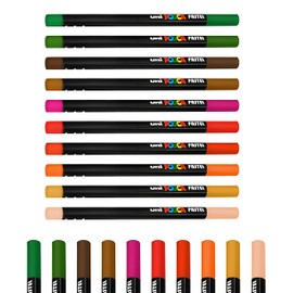 Posca Uni-Ball Professional Wax Colouring Pastels - KPA-100 - Autumn Set of 10