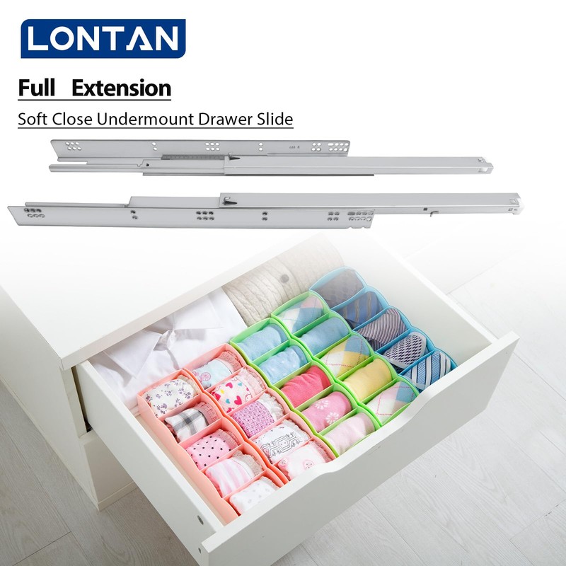 LONTAN 15 Inch Undermount Soft Close Drawer Slides 3D Locking