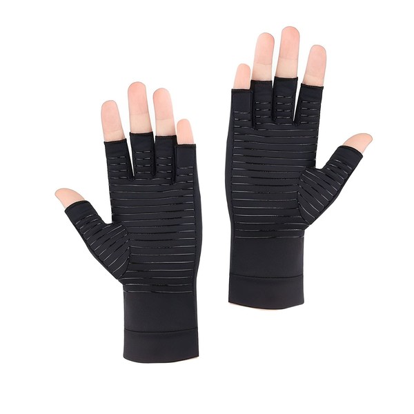LTXB Fingerless Compression Gloves Copper Arthritis Gloves for Pain, Copper Gloves Compression Gloves for Carpal Tunnel Swelling Arthritis Pain Relief Gloves for Men and Women (M)