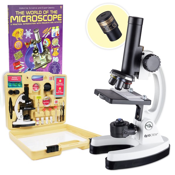 AmScope - M40-WM IQCREW by Kid's Premium 85+ Piece Microscope, Color Camera and Interactive Kid's Software Kit with World of Microscope Book