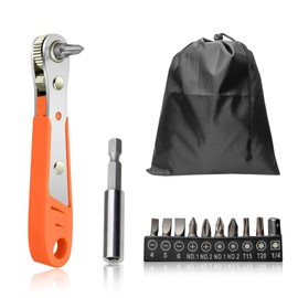 DERJDISF Magnetic Ratchet Wrench - 14 Piece Angle Screwdriver 1/4 Mini Ratchet Pocket Ratchet Set with High Torque & Low Profile with Extension Rod and Storage Bag