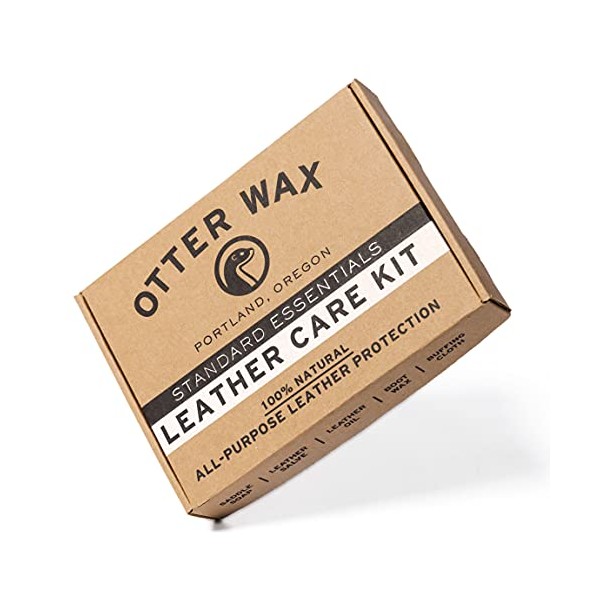 Otter Wax Leather Care Kit | 100% All-Natural Leather Care Products | Made in The USA | Includes Saddle Soap & Leather Salve | Safe On All Colors | Ideal for Shoes, Boots, Jackets, Car Interiors