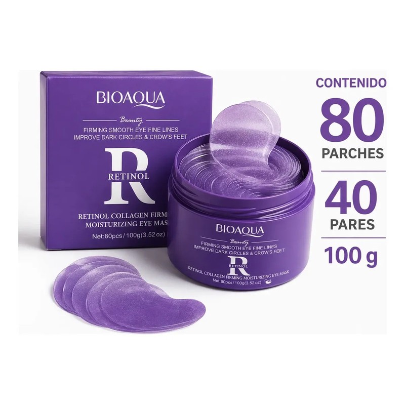 Bioaqua 80 Parches Ojos Retinol Colágeno Ojeras Bolsas