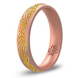 Knot Theory Laurel Silicone Ring - RoseGold with Gold Inlay Size 7 4mm Band Comfort Fit