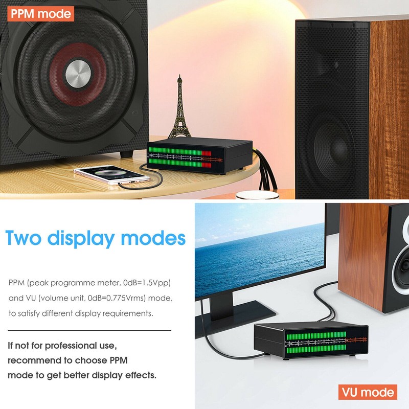 Dual Channel LED Sound Level Meter PPM VU Audio Spectrum
