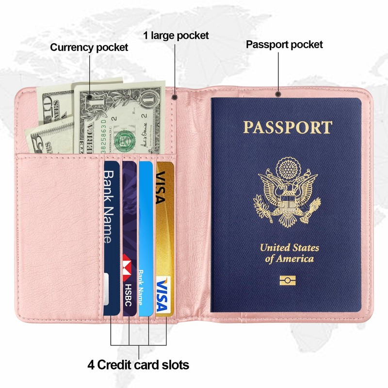 2 Pack Passport Holder Travel Cover Case, T Tersely Leather