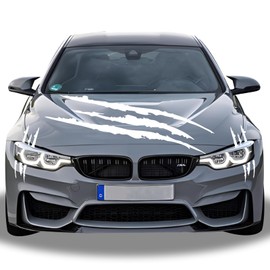1 Full Set Monster Claw Sticker for Car Hood Decal 1 Set, Car Decals Claw Mark Stickers to Cover Hood Headlights Scratches, Modified Cars/Vans/SUVs/Trucks, Motorbike, Truck Decal Decoration(White)