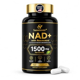 NAD Supplement 1500Mg, NAD+ Resveratrol Supplement Support Cellular Health for Women and Men, Energy & Healthy Aging, Non-GMO - 150 Count