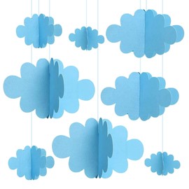 Vordpe 16-Pack Fake Clouds for Ceiling, 3D Cloud Hanging Decorations, Artificial Cloud Props, Cloud Ornaments for Children Room, Nursery, Baby Baptism Party, Wedding, Stage Decor (Blue)