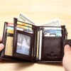 JIUFENG Men's Genuine Leather Wallet Bifold Zip Purse Card Organizer