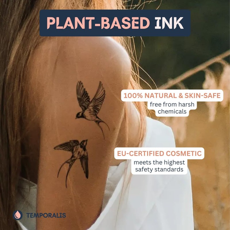 Temporalis® Heart Tattoo Temporary Vegan Waterproof EU Cosmetic Lasts 1