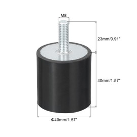 sourcing map M8 Thread Rubber Mounts, Vibration Isolators, Cylindrical Shock Absorber with Studs 40 x 40mm 4pcs