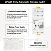 Ketofa 2P 63A 110V Automatic Transfer Switch, Uninterruptible Power, White