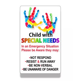 Real Sticky Child Special Needs Emergency Alert Sticker Car Van Window Bumper Vehicle Decal