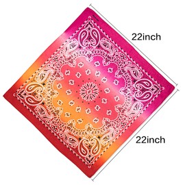 KisSealed 12 Pieces Novelty Gradient Bandana Classic Paisley Cotton Print Head Wrap Handkerchief(6 colors)