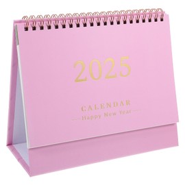 AOKWAWALIY 2025 Desk Calendar Standing Flip Desktop Calendar from July 2024 to December 2025 Stand up Desk Calendar 7.4x6.4 Inch with Twin-Wire Binding Pink