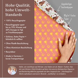 dabelino® Wrapping Paper "Horse Motif/Pony/Riding" for Children's Birthday (Girls), Set: 4x Sheets + 1x Card (Eco Recycled Paper Sustainable)