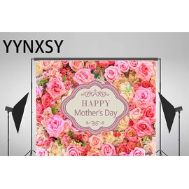 YYNXSY 10X10FT Mother's Day Photography Background Flowers Best Mom Background Pink Roses Holiday Surprise Decoration Banner Studio Photo Prop Room Decor Art Photo Booth YY-5504