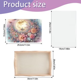 JISHSHAY Moon Diamond Painting Fruit Tray Diamond Art Couch Tray TV Tray Fruit Platter Food Tray Snack Tray Wood Tray Serving Platter Lap Tray Acrylic Tray with Wood Handles Acrylic Sheet 20×30cm