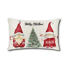 JOTOM Christmas Cushion Covers 30x50 cm Christmas Pillow Covers Winter Merry Christmas Decorative Lumbar Throw Pillow Covers Xmas Tree Pillowcases for Home Sofa Bed Couch Holiday Decor