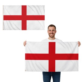 Large 5x3 FT England Flag Red & White Double-Sided Polyester Banner with Eyelets – Durable Supporters Flag for Football, Rugby, World Cup, National Events, Parties & Celebrations