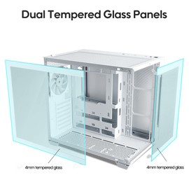 Vetroo AL900 ATX PC Case with 270° Full View Tempered Glass, Pre-Installed ARGB & PWM FDB Fan, Supports 360mm Radiator & 10 Fans, Type-C Ready, for 40 Series GPUs (White)