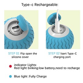 YINDIEGJ Interactive Cat Toys Ball, Smart 360° Automatic Rolling Kitten Toys LED Lights Cat Balls Automatic Moving Rolling Cat Toys with Type-C Charge, Best Gift for Your Ca Orange