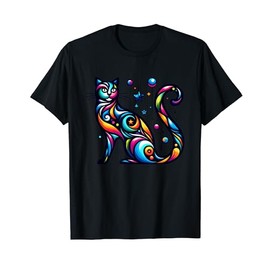 80s Colorful Kitten Lover Artwork Decor Cute Art Cat Men Women Kids T-Shirt
