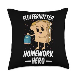Funny Fluffernutter Homework Hero Quote School Sandwich Throw Pillow