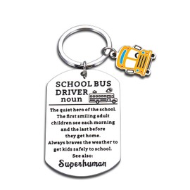 Gifts for School Bus Driver Appreciation Gifts for Men Women Keychain Thank You Gifts for School Bus Driver Day Gift Birthday Graduation Christmas Thanksgiving Retirement Valentines Day Leaving Gift