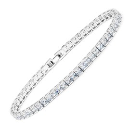 MOFEIJEW 18K Gold Plated CZ Tennis Bracelet For Women and Men Classic Princess-cut Simulated Diamond Bracelet Size 6.5-8 Inch (7.5 inch)