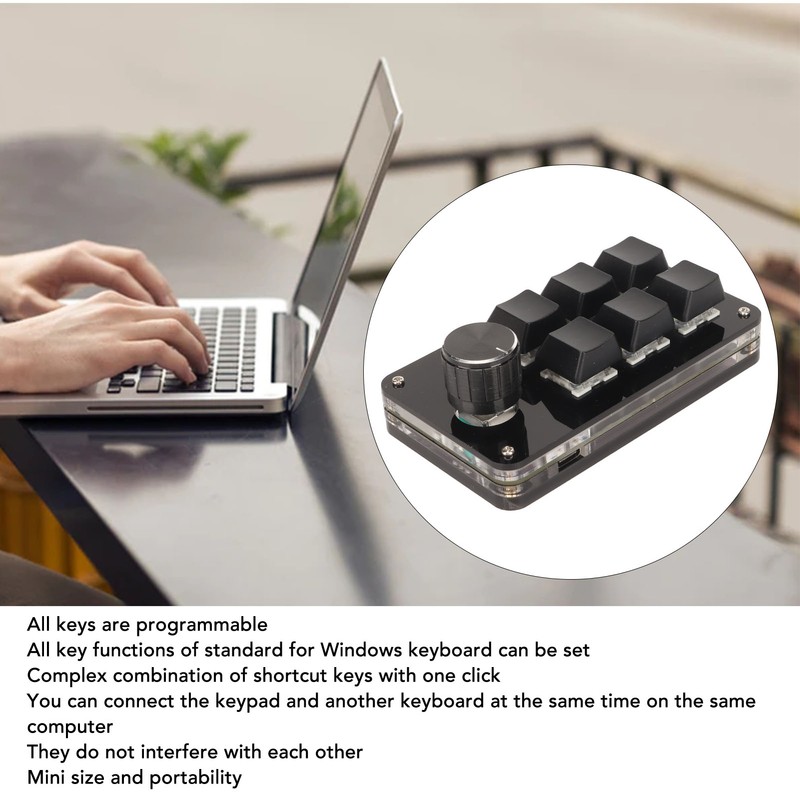6 Key Mini Keypad with Knob RGB Light Blue Switch