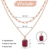 Vrsilver Layered Birthstone Necklace for Women Girls, Gold Silver Rose