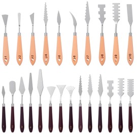 29 Pcs Palette Knife Set, Stainless Steel Palette Knife with Wooden Handle, Numbered Paint Spatula, Oil Painting Supplies for Acrylic Painting, Textured Art