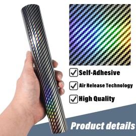 Rollo holográfico de vinilo de fibra de carbono, 1 x 5 pies, película de envoltura de coche con láser de alto brillo para cambio de color, DIY Air-Releas Brillante Cuerpo de Coche Pegatinas Adhesivas