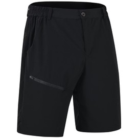 Men's Quick Dry Lightweight Stretch Cargo Hiking Shorts with 6 Pockets, Black, X-Small