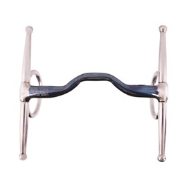 AK Blue Silver Full Cheek Ported Solid Mouthpiece Sweet Iron Horse Bit AKRS-102648 (Blue Silver, 4.50'')